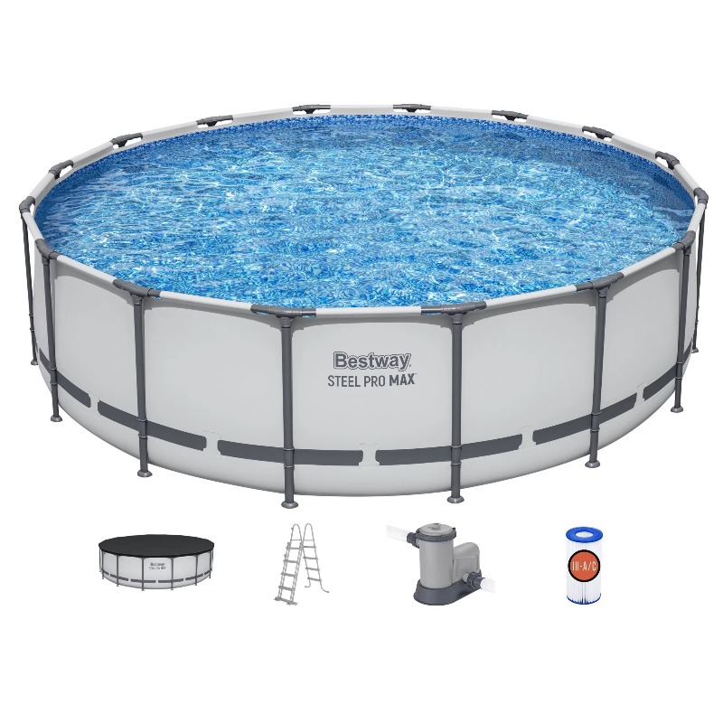 Pool Ladder Above Ground - สระว่ายน้ำเหล็กกล้าทรงกลม Steel Pro MAX แบบตั้งพื้น พร้อมชุดอุปกรณ์สำหรับสระว่ายน้ำกลางแจ้ง