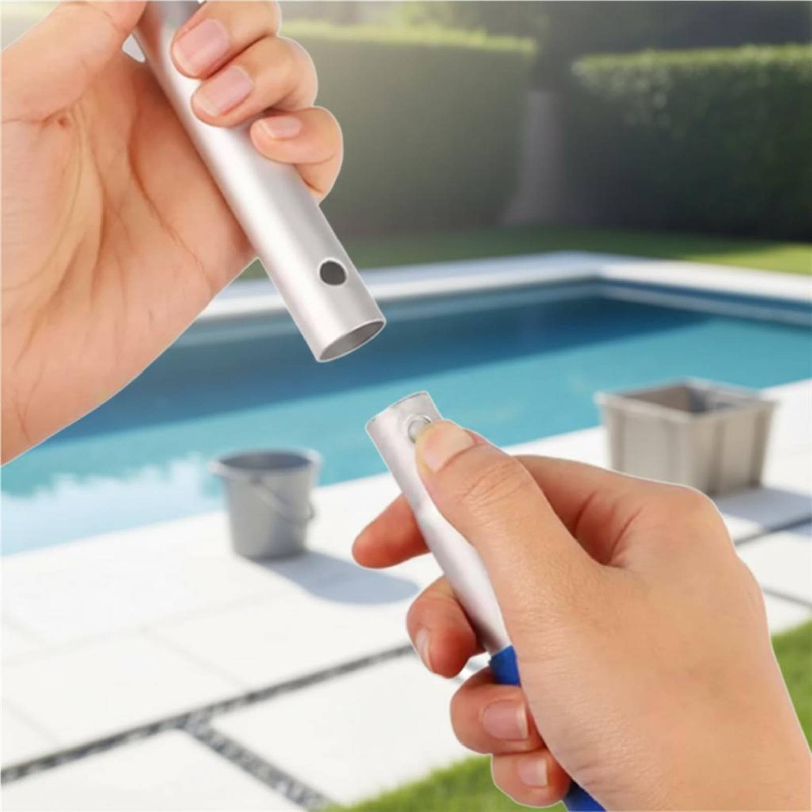 Pool Skimmer Net - ตาข่ายกรองใบไม้ในสระแบบถอดได้ ใช้งานง่าย พร้อมด้ามจับ ต่อเร็ว ขอบโค้งกว้าง สำหรับสปา