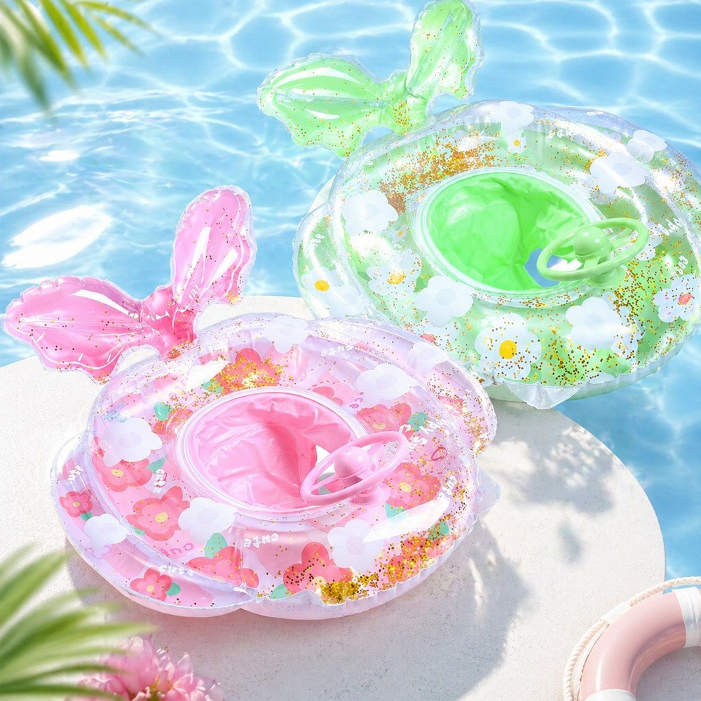 Pool Float Ring Inflatable - ห่วงยางว่ายน้ำแบบหนาพร้อมพวงมาลัย สำหรับปาร์ตี้ริมชายหาด ฤดูร้อน ท่องเที่ยว พักผ่อน