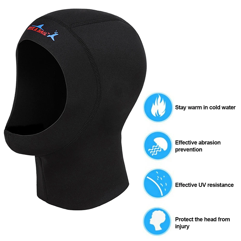 Snorkel Mask Full Face - หมวกดำน้ำนีโอพรีน 1 มม. สำหรับผู้ชายและผู้หญิง สำหรับตกปลา ดำน้ำตื้น