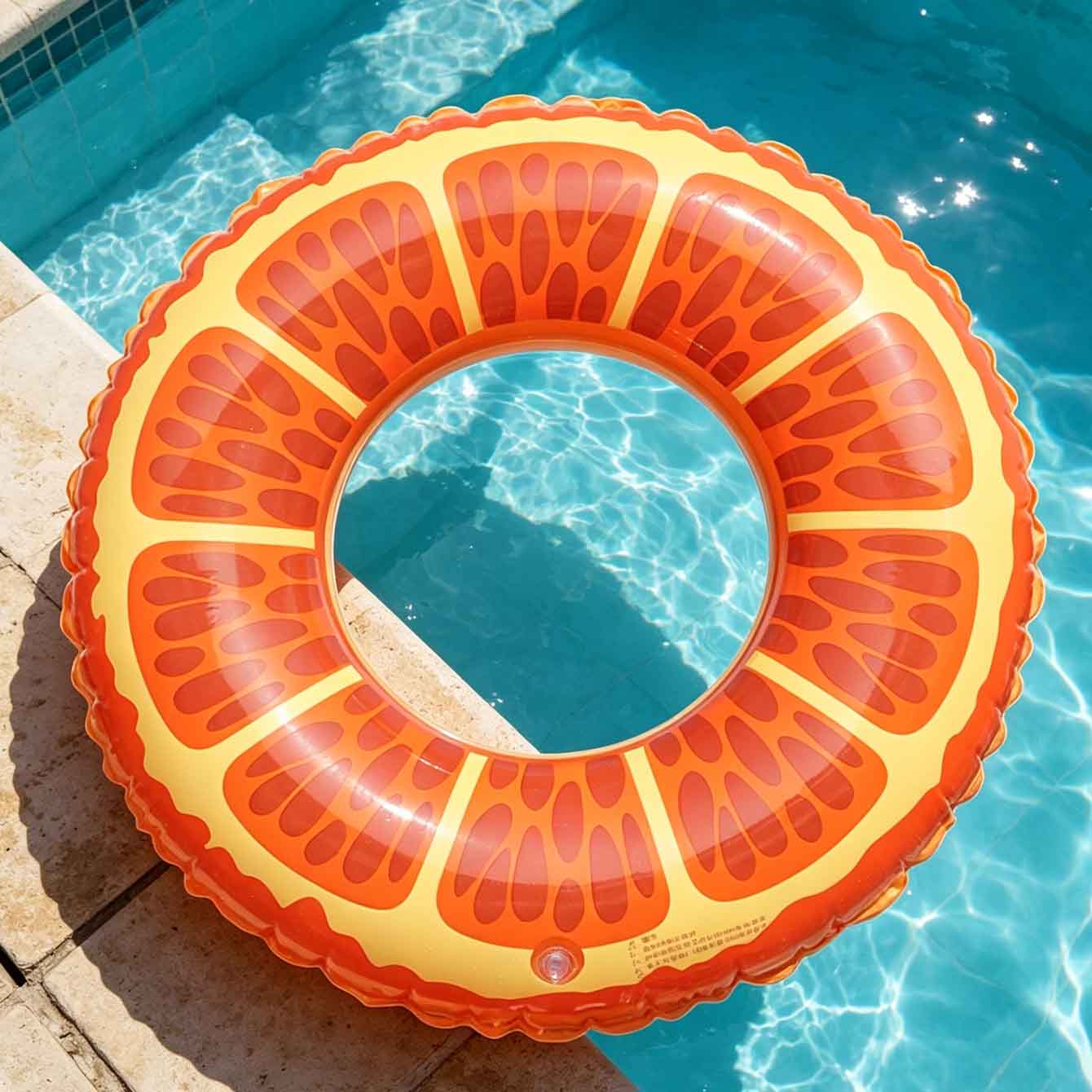 Pool Float Ring Inflatable - ห่วงยางว่ายน้ำรูปส้ม 1 ชิ้น ทำจาก PVC สำหรับสระว่ายน้ำ