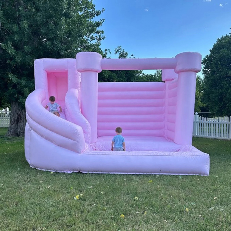 Water Slide Inflatable - บ้านลมเป่าลมรูปปราสาทสีชมพูแบบกำหนดเองพร้อมสไลเดอร์น้ำ เหมาะสำหรับเด็ก