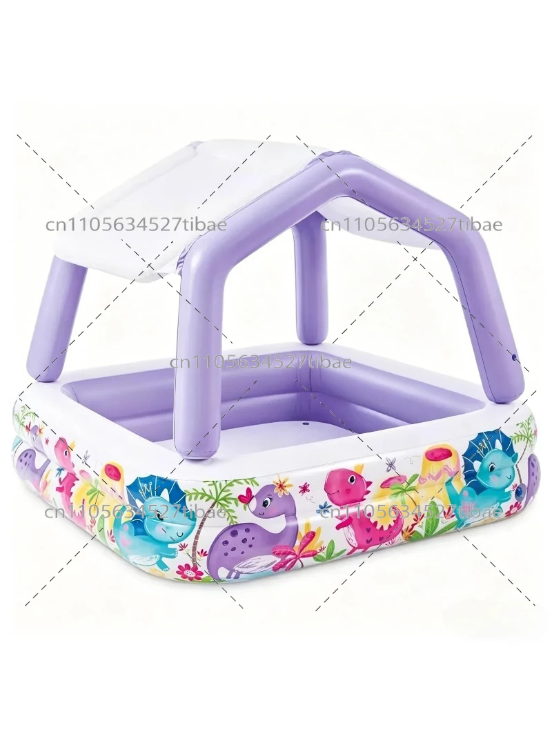 Water Slide Inflatable - สระน้ำเป่าลมรูปสายรุ้งสำหรับเด็ก พร้อมสไลเดอร์ สระน้ำสำหรับครอบครัว บ่อบอลการ์ตูน ของเล่นสวนน้ำ