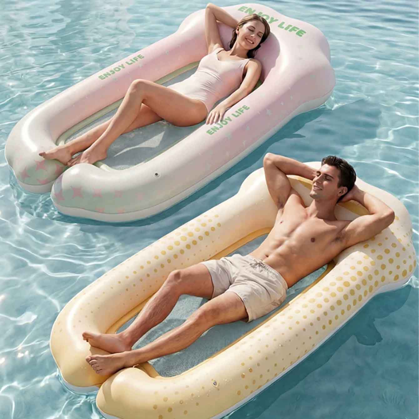 Pool Lounger Inflatable - แพยางเป่าลมสำหรับอาบแดดในสระน้ำ, เก้าอี้ลอยน้ำเป่าลมสำหรับอาบแดด, แพยางเป่าลมสำหรับผู้ใหญ่, แพยางสำหรับอาบแดด