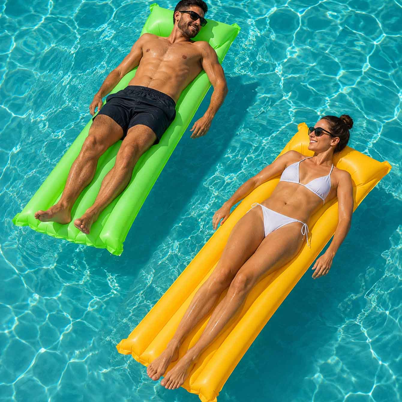 Pool Float Ring Inflatable - ที่นอนเป่าลมสำหรับสระว่ายน้ำ 1 ชิ้น ที่นอนลอยน้ำ ห่วงยาง ที่นอนน้ำ