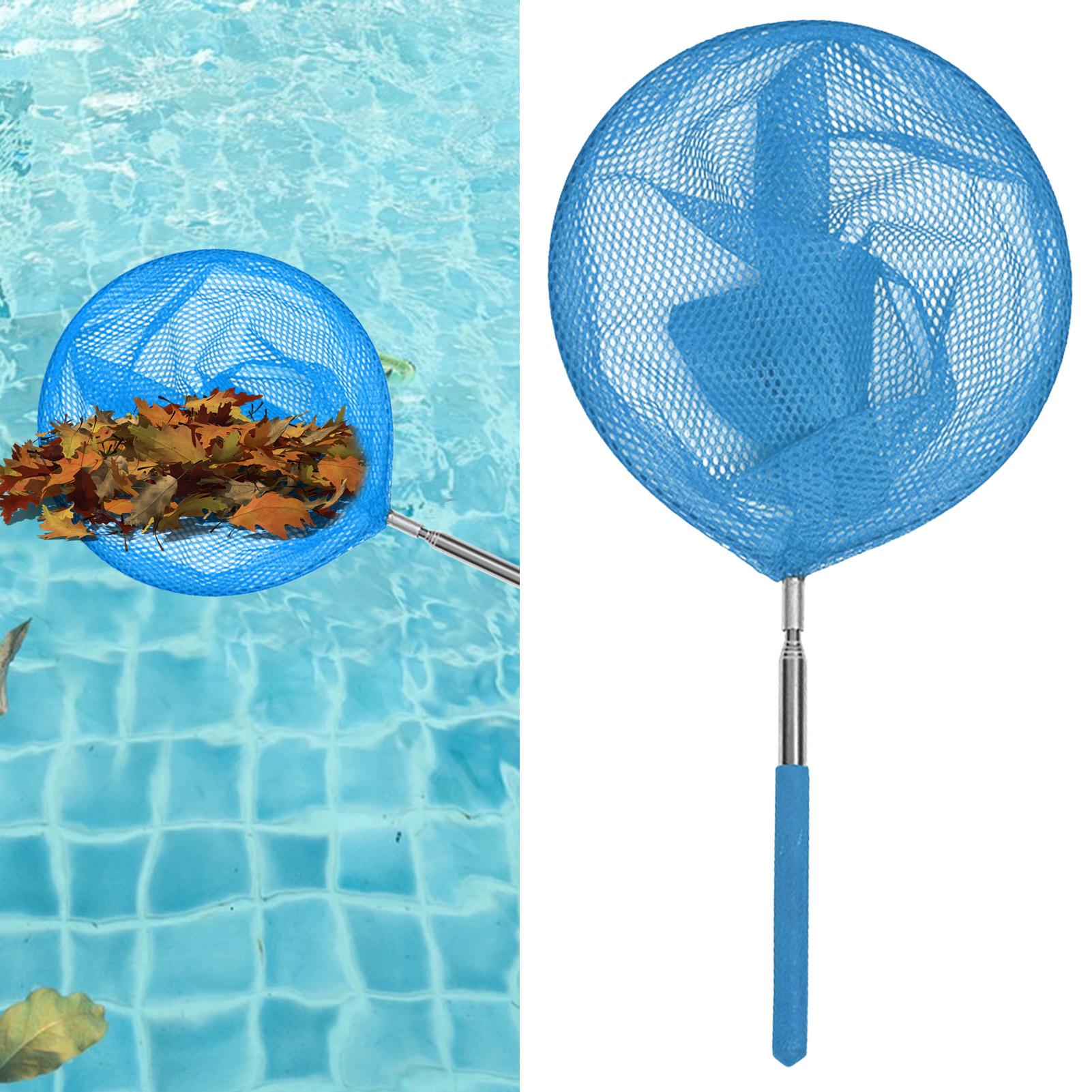 Pool Skimmer Net - ตาข่ายกรองสระว่ายน้ำพร้อมเสาแบบยืดหดได้ ตาข่ายสแตนเลสสำหรับตกปลา ตาข่ายจับผีเสื้อสำหรับเด็ก ใช้กลางแจ้ง อุปกรณ์ทำความสะอาดสระว่ายน้ำ