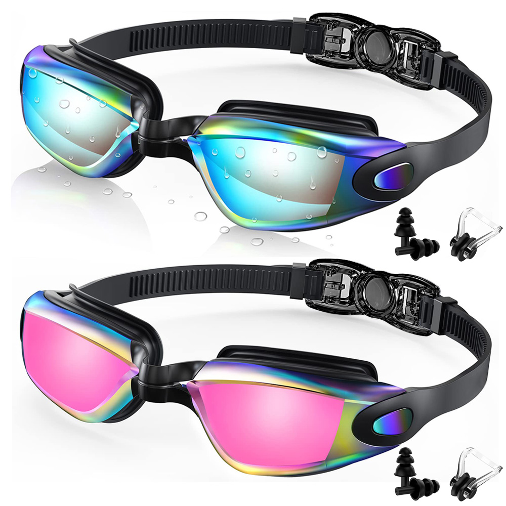 แว่นตาว่ายน้ํา 2 แพ็คป้องกันรั - Swim Goggles Anti Fog Uv บทวิจารณ์และราคา