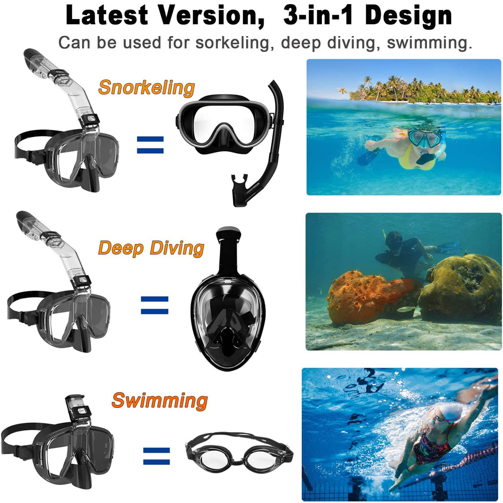 หน้ากากดําน้ําชุดหน้ากากดําน้ํ - Snorkel Mask Full Face บทวิจารณ์และราคา