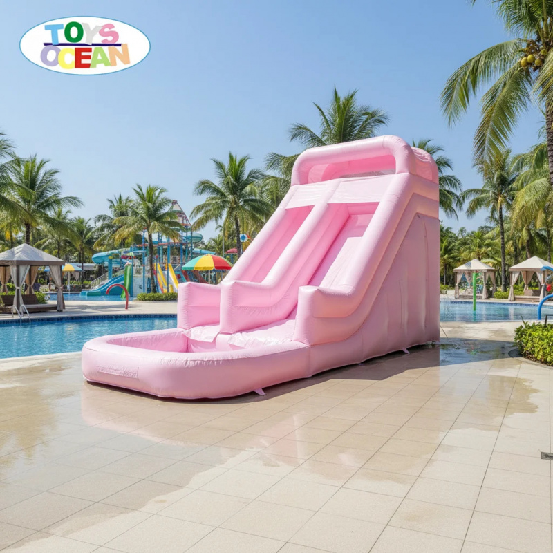 สไลเดอร์น้ำเป่าลมสีชมพูแบบสองเ - Water Slide Inflatable บทวิจารณ์และราคา