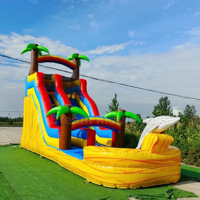 สไลเดอร์น้ำเป่าลมธีมโลมาเขตร้อ - Water Slide Inflatable บทวิจารณ์และราคา