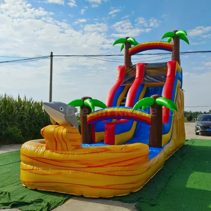 สไลเดอร์น้ำเป่าลมธีมโลมาเขตร้อ - Water Slide Inflatable บทวิจารณ์และราคา