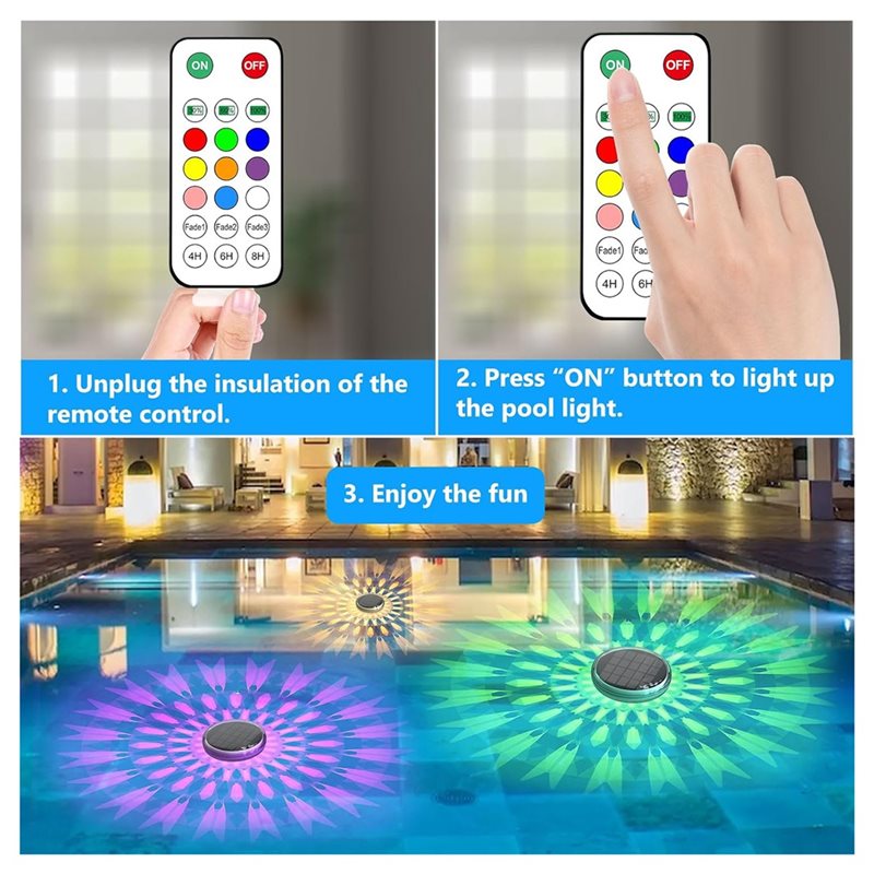 X16A ไฟสระว่ายน้ำพลังงานแสงอาท - Pool Light Solar Rechargeable บทวิจารณ์และราคา