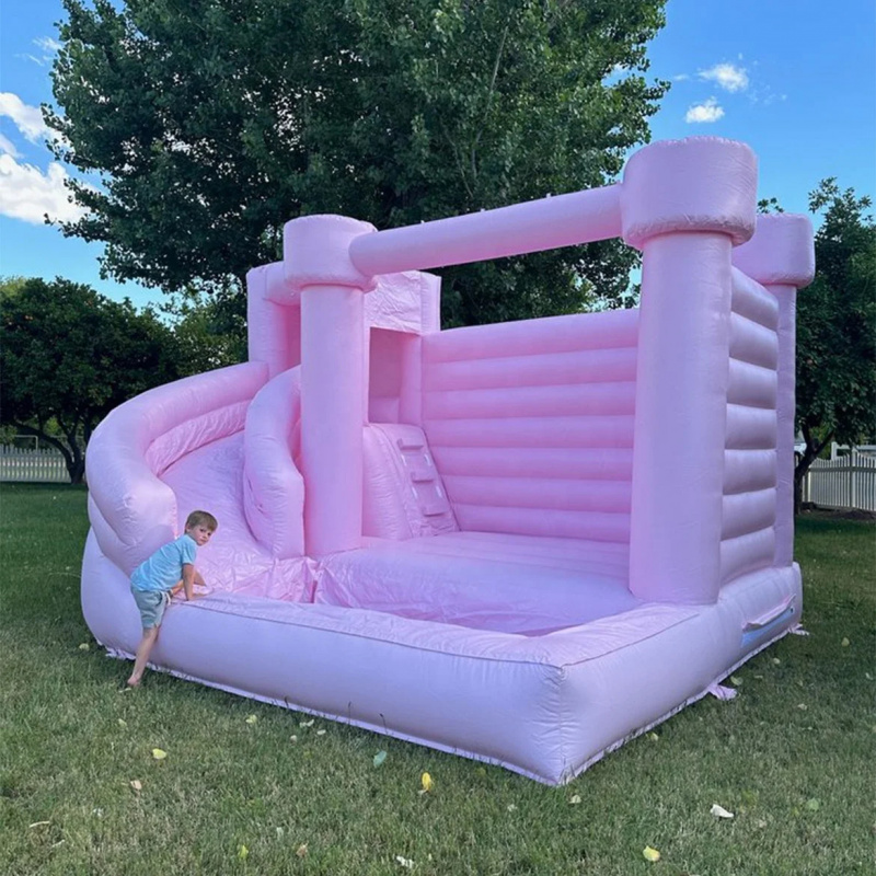 บ้านลมเป่าลมรูปปราสาทสีชมพูแบบ - Water Slide Inflatable บทวิจารณ์และราคา
