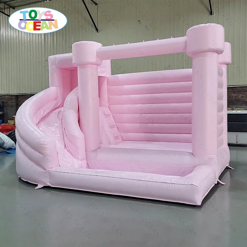 บ้านลมเป่าลมรูปปราสาทสีชมพูแบบ - Water Slide Inflatable บทวิจารณ์และราคา