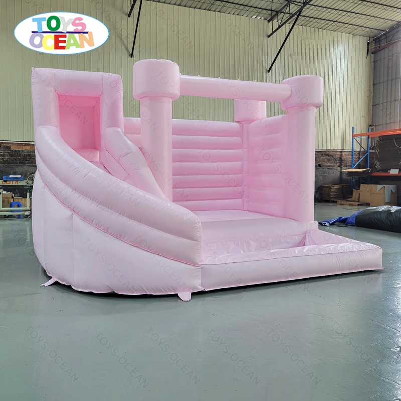 บ้านลมเป่าลมรูปปราสาทสีชมพูแบบ - Water Slide Inflatable บทวิจารณ์และราคา