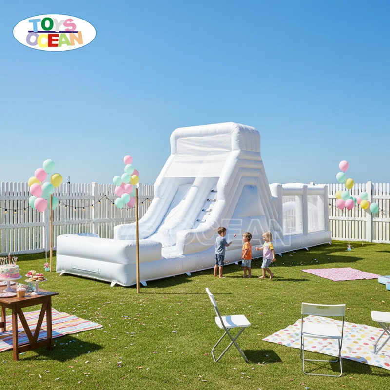 สไลเดอร์น้ำเป่าลมสีขาวพร้อมสไล - Water Slide Inflatable บทวิจารณ์และราคา