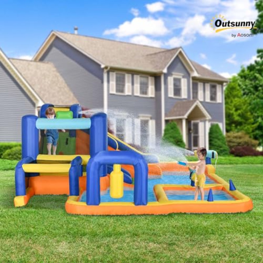 สไลเดอร์น้ำเป่าลม 7-in-1 พร้อม - Water Slide Inflatable บทวิจารณ์และราคา