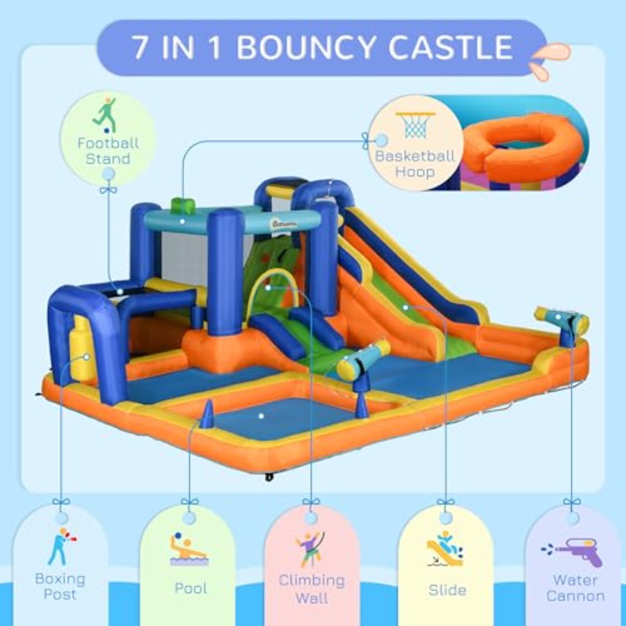 สไลเดอร์น้ำเป่าลม 7-in-1 พร้อม - Water Slide Inflatable บทวิจารณ์และราคา