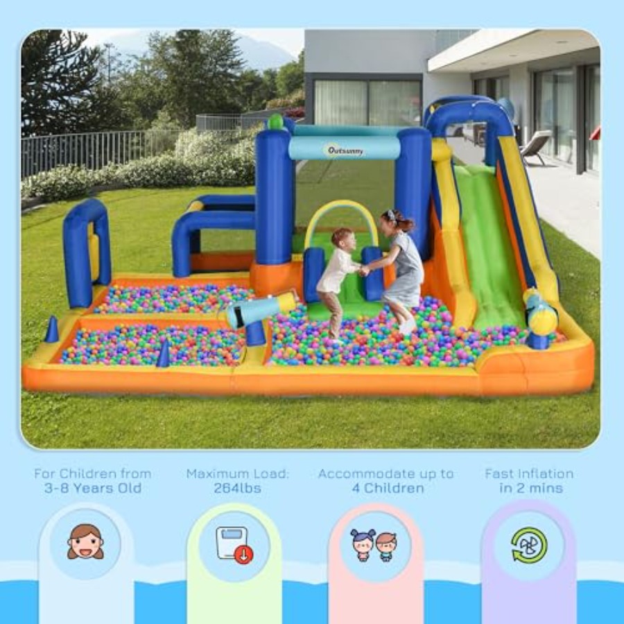 สไลเดอร์น้ำเป่าลม 7-in-1 พร้อม - Water Slide Inflatable บทวิจารณ์และราคา