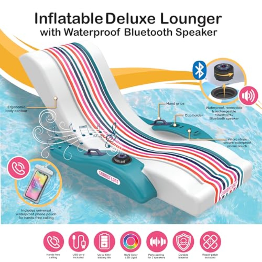 เก้าอี้ลอยน้ำเป่าลมพร้อมลำโพงบ - Pool Lounger Inflatable บทวิจารณ์และราคา