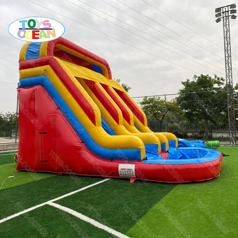 สไลเดอร์น้ำเป่าลมสามเลน สีแดง  - Water Slide Inflatable บทวิจารณ์และราคา