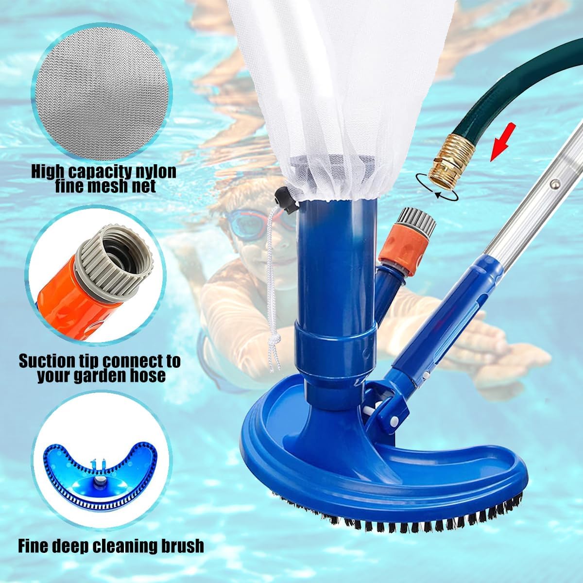 เครื่องดูดฝุ่นสระว่ายน้ำขนาด 6 - Pool Vacuum Manual บทวิจารณ์และราคา